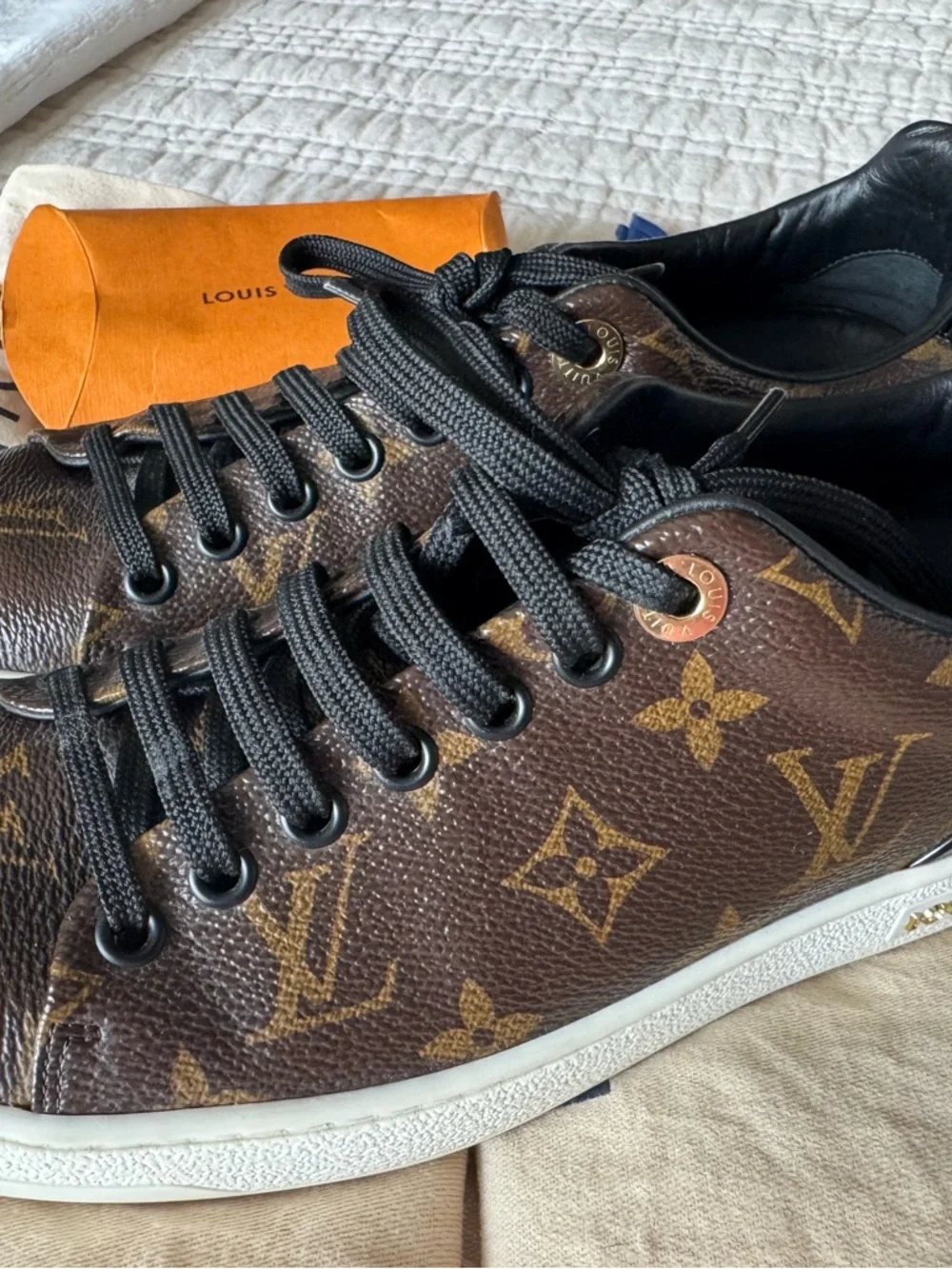 Louis Vuitton Women’s Brown Monogram Low-Top Lace-Up Sneakers - Picture 2 of 9